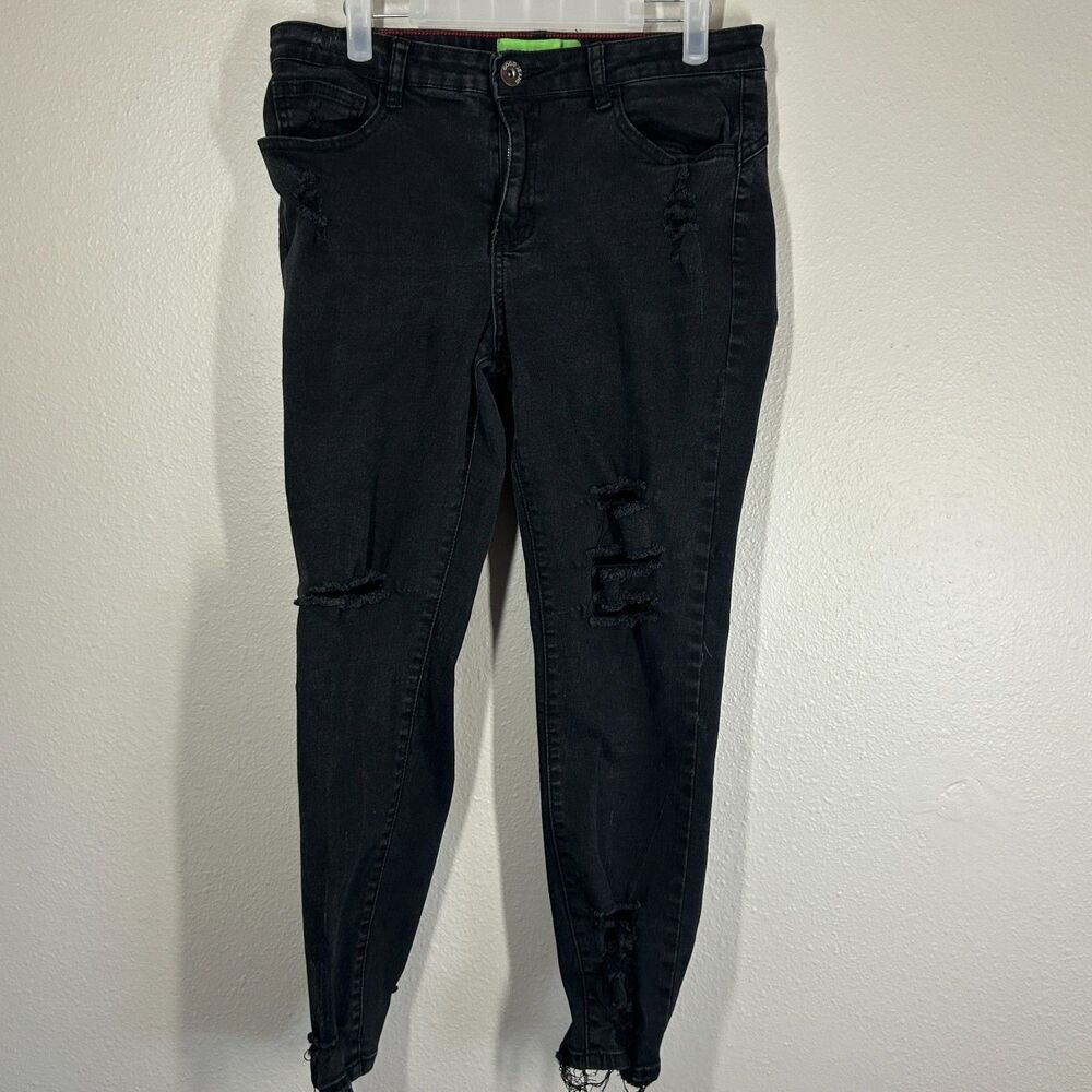 GOGO Womens Jeans Black Distressed Skinny Jeans Size 11/30 30x25